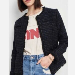 Anine Bing Tweed Raw Hem blazer s\p